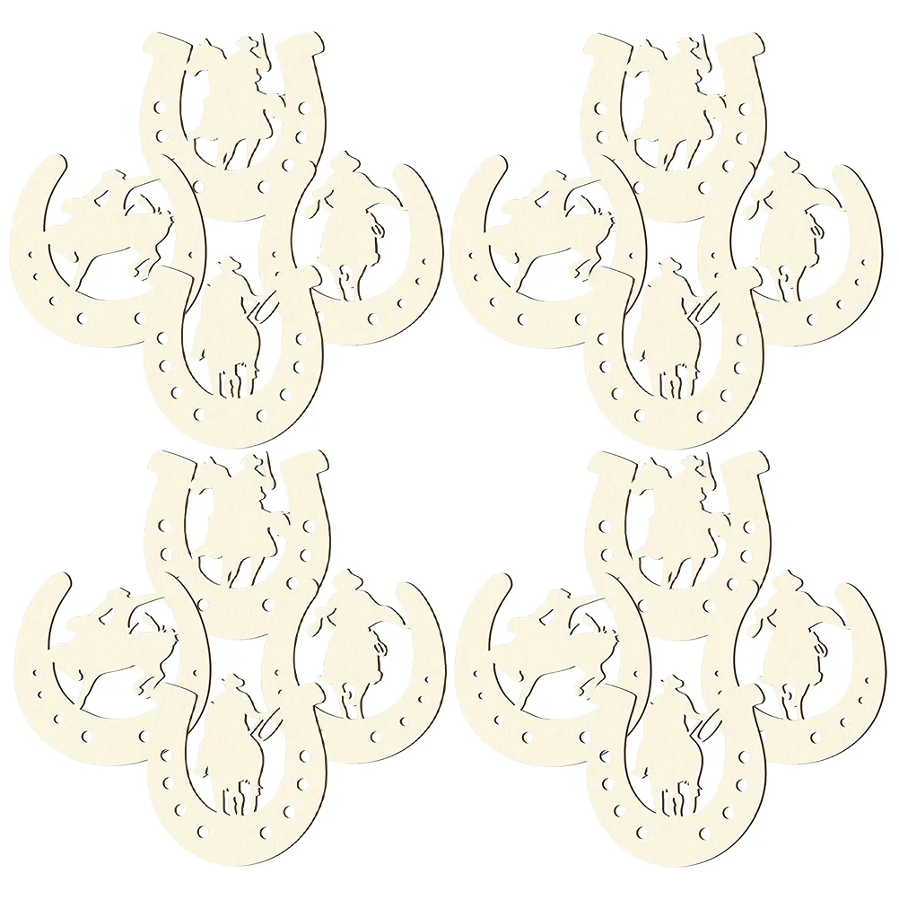 

24 Pcs Horseshoe Chips DIY Wood Trojan Kids Painting Wooden Craft Slices Toys Graffiti Child Cutouts