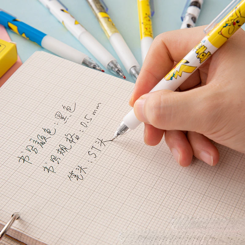 푸시 액션 펜, 학생 시험 브러시 펜, ST 팁, 부드럽고 좋은 글씨, 0.5mm 카본 블랙 펜, 공부 사무용품