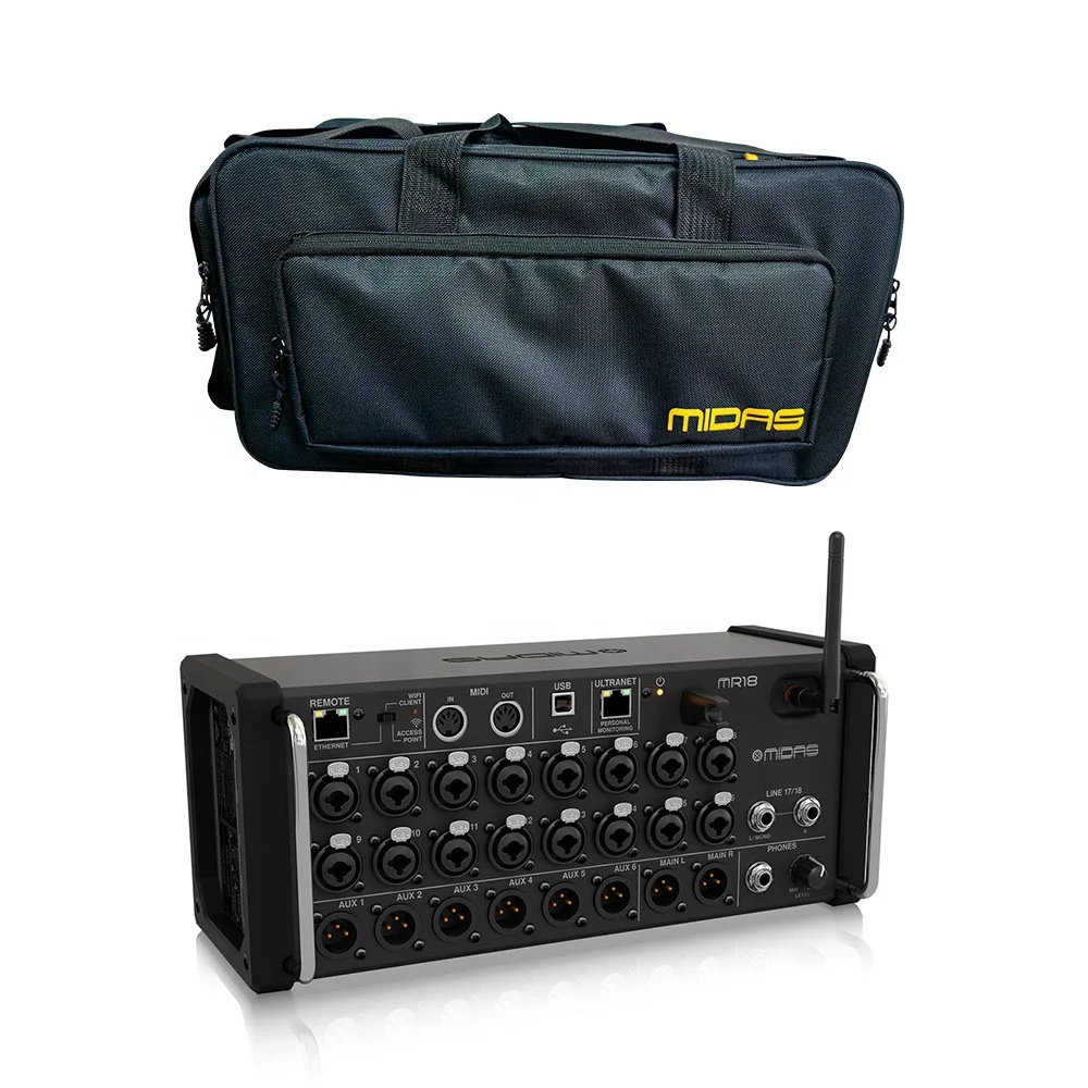 

Midas MR18 Digital & Portable Bag Bundle Music Equipment 18-Channel Pa System Rack Mixer For Studio & Stage