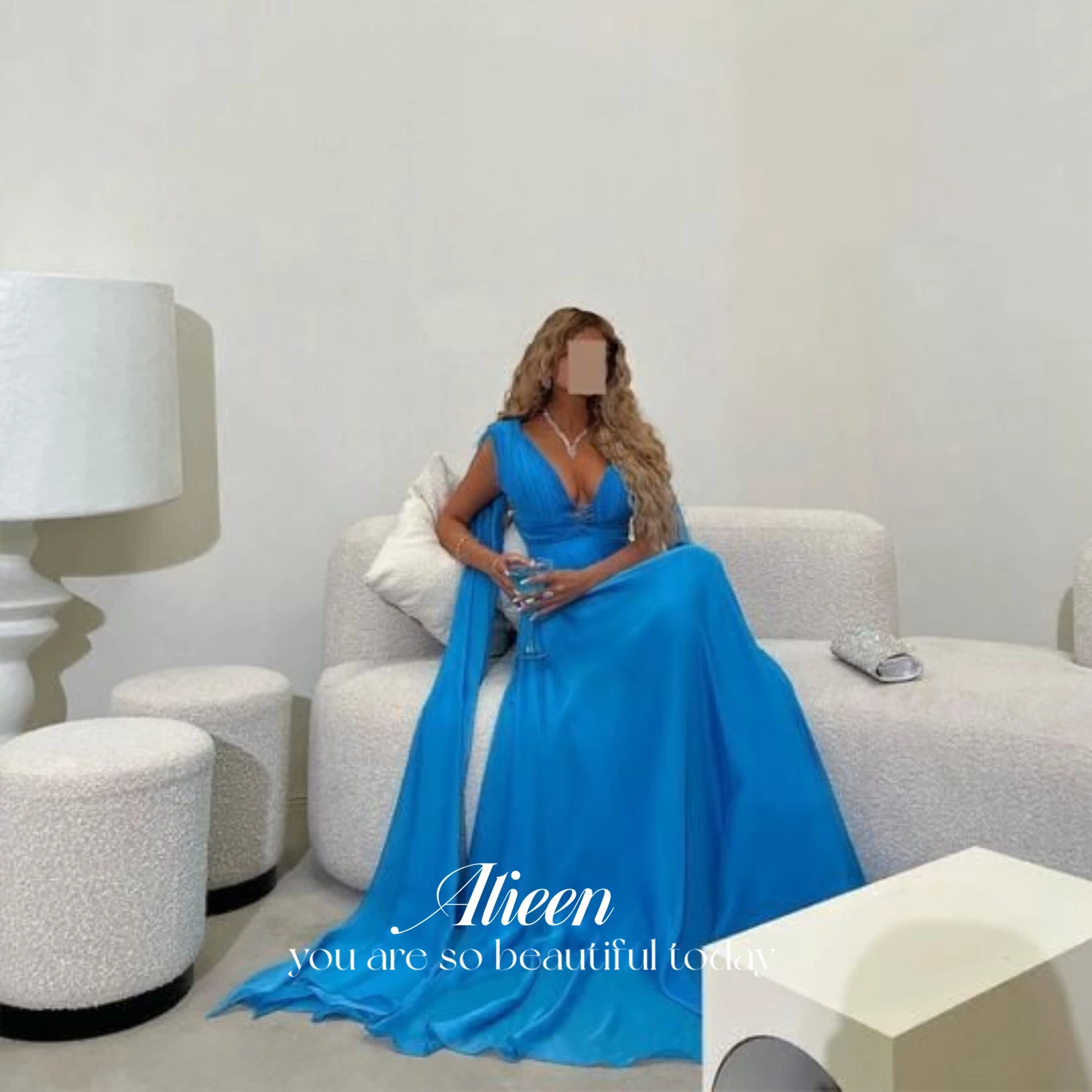 

Aileen Party Dress for Wedding Guest Dresses for Women Evening Dress Chiffon Formal Occasion Dresses Blue Eid Al-fitr Grace Prom