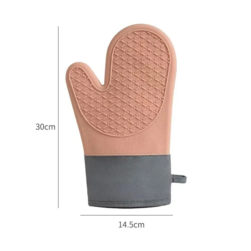 Oven Gloves Thicken Silicone Gloves Oven Heat Insulated Finger Gloves Cooking Microwave Non-slip Gripper Pot Holder Kitchen Baking Tool
