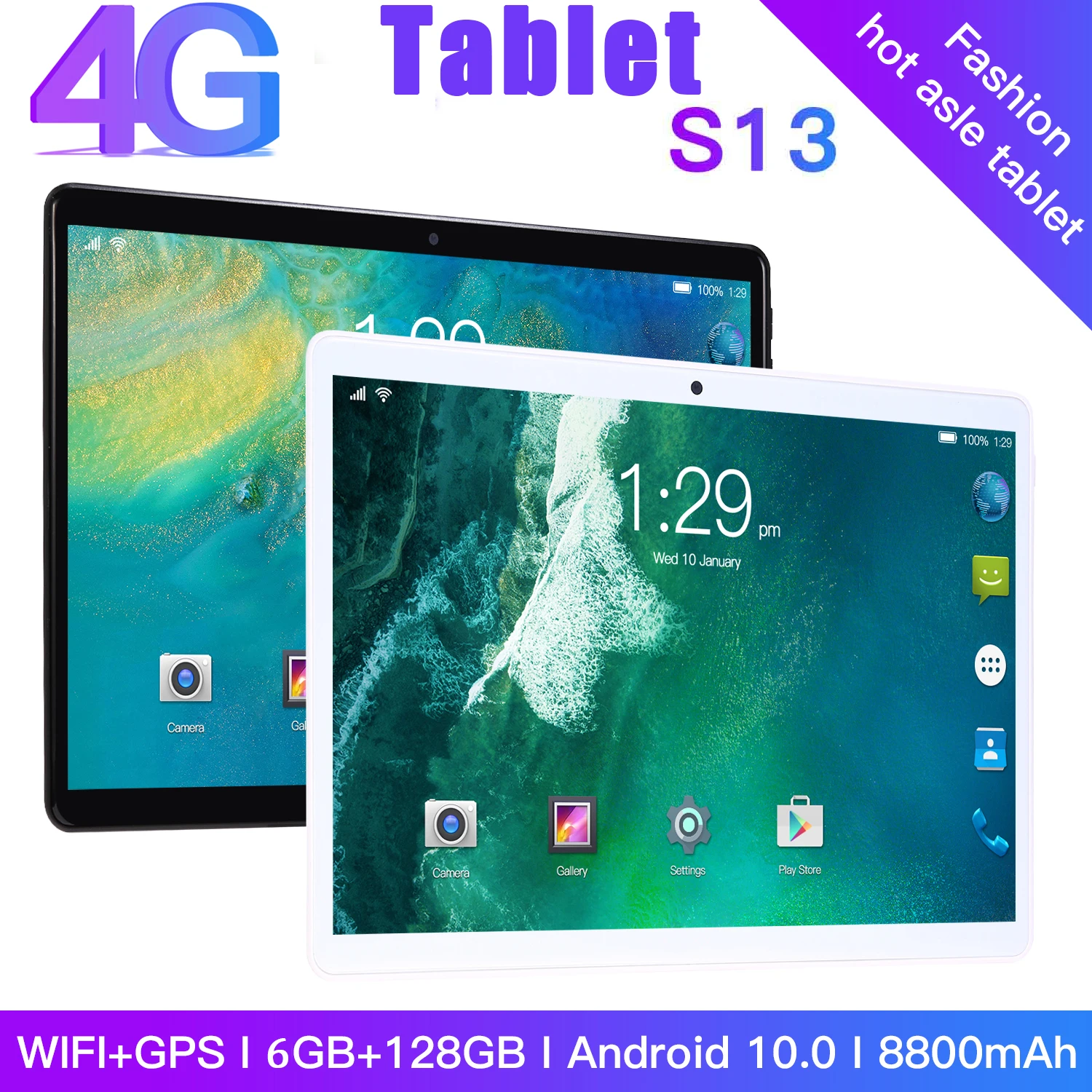 Tablet PC Android 10 S13 Tablet PC Dual SIM 8800mAh 6GB 128GB 10.1 Inch Google WIFI Netbook Cheap Tablet GPS LTE Hot Sales Pad