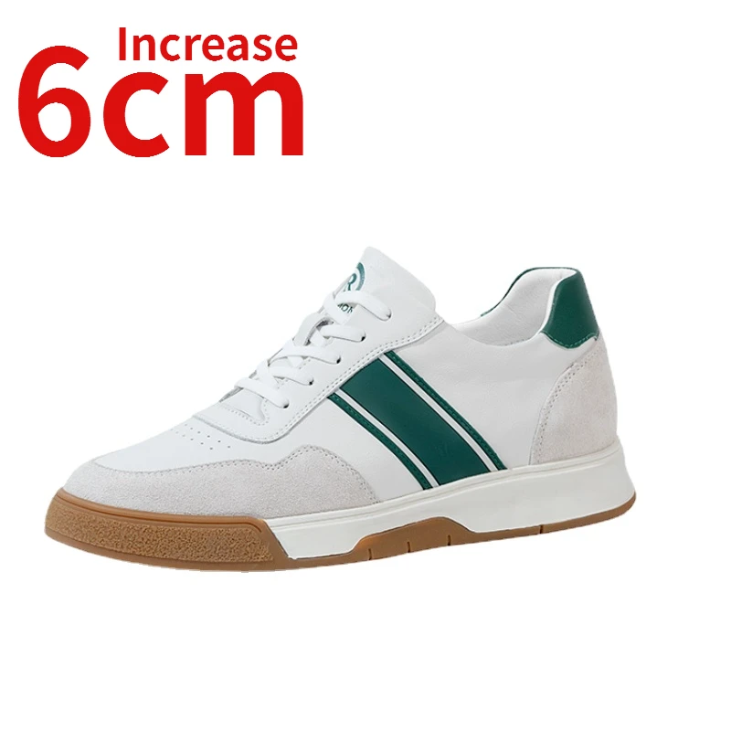 

Men Shoes Height Increased 6cm Thick Soles Leisure Board Shoes Invisible Elevator Shoes Summer Breathable White Sports Shoes Man