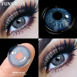 Vibrant Black Eye Cosmetic Contact Lenses - Yearly Wear, Fast Shipping (IKEREL - BLUE)