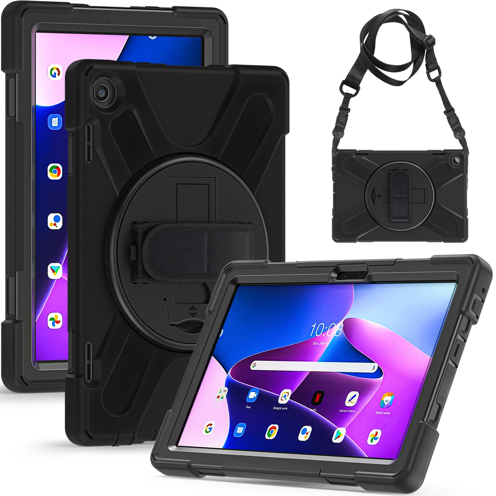 Silicone Shockproof Rotating Stand Case with Handle