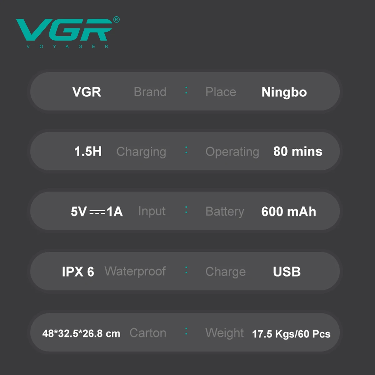 VGR V-326 새로운 왕복식 면도기 그라데이션 무광 바디 남성용 면도기 편리한 가정용 여행용 면도기 제모 및 미백 기기