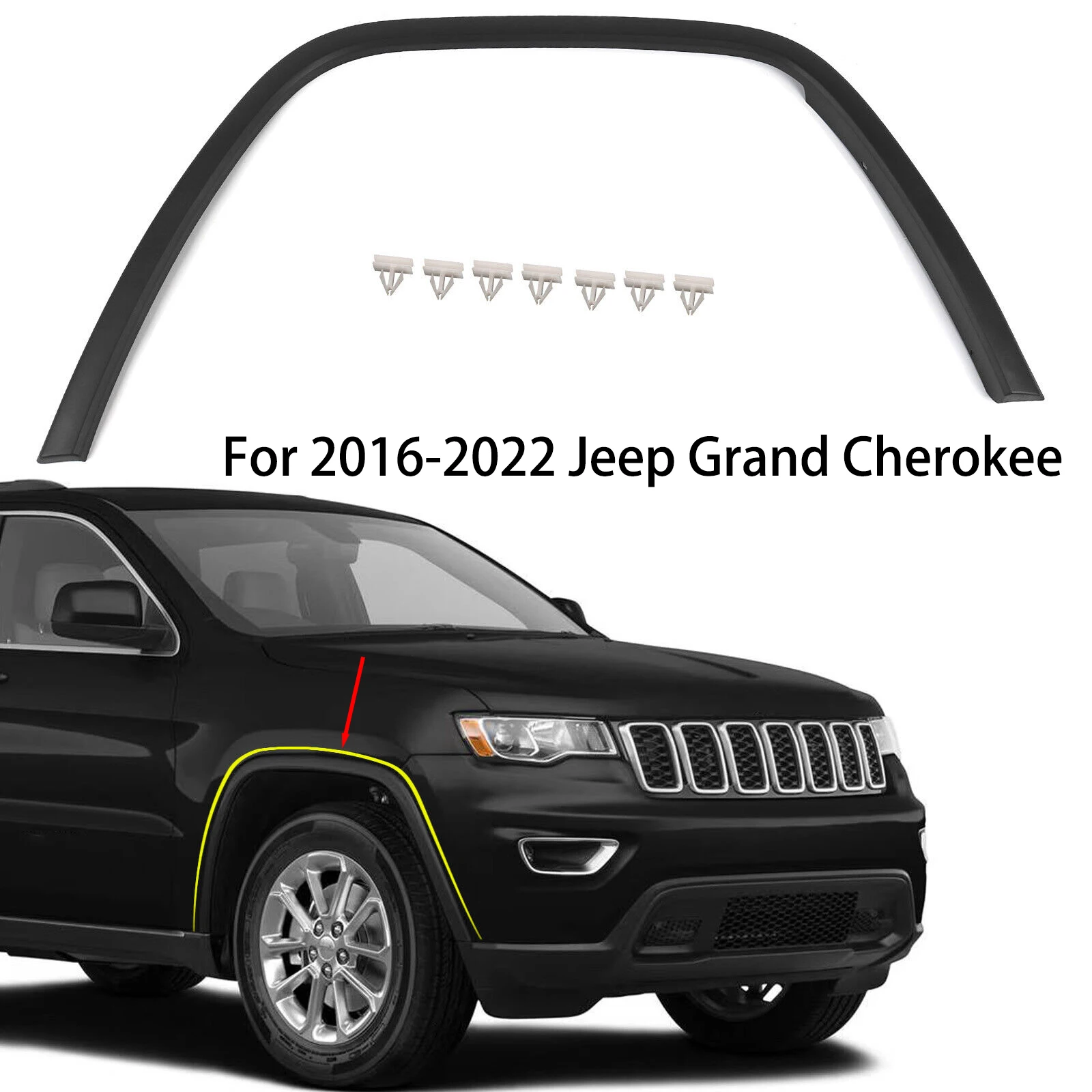 

Переднее колесо, брызговики, накладки для бровей для 2016-2022 Jeep Grand Cherokee