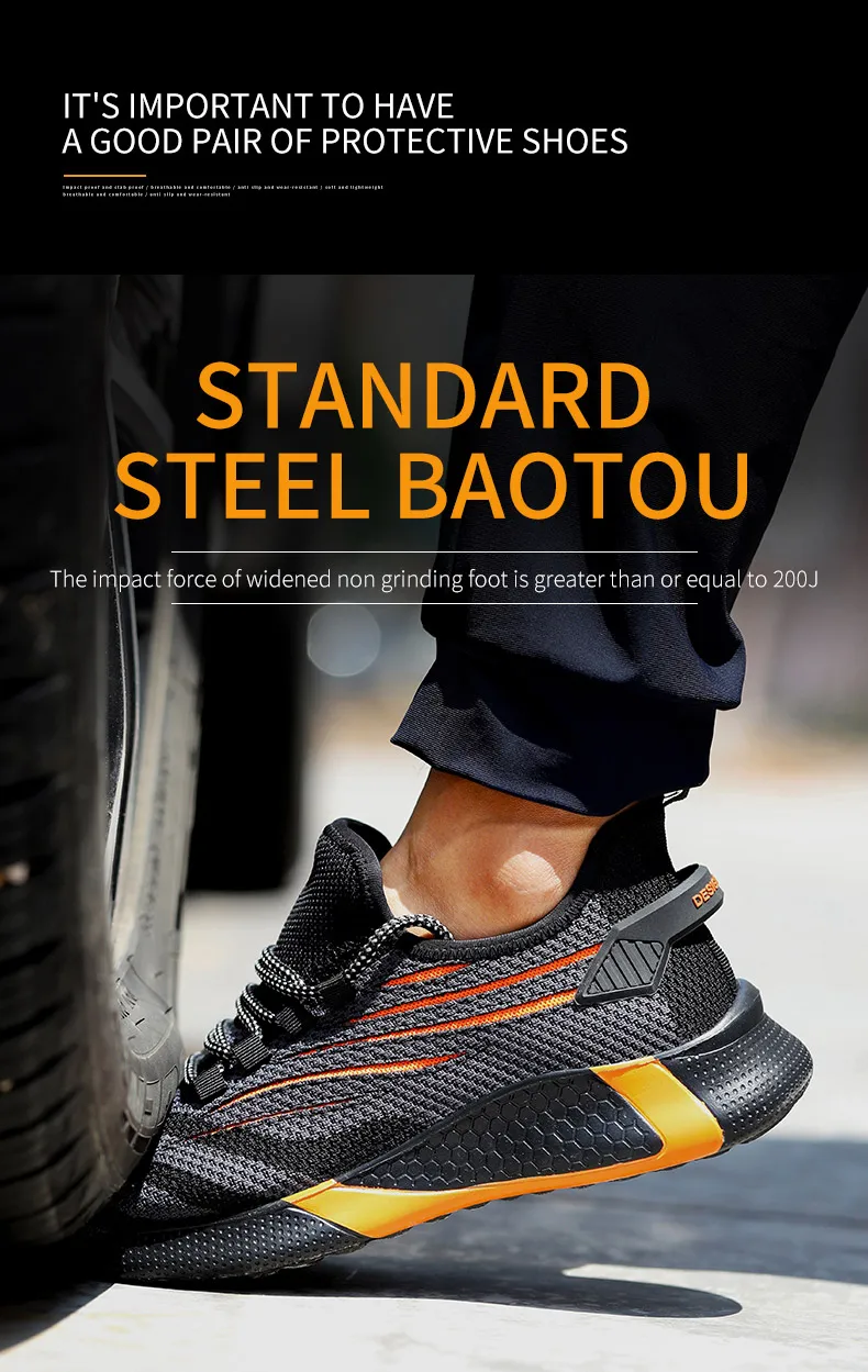 Men Work Safety Shoes Anti-puncture Working Sneakers Male Indestructible Work Shoes Men Boots Lightweight Men Shoes Safety Boots