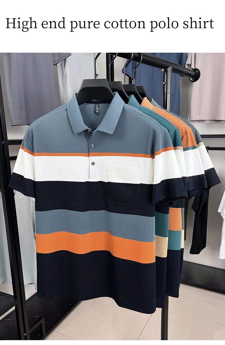 Quality trendy short sleeve polo shirt men fashion color blocked striped pocket design comfortable breathable summer T-shirt 11 S63b39cf4aea4457dae862aed75f2c3d7N