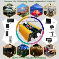 Onduleur avec panneau solaire 4000/1000W, contrôleur 10A-100A, alimentation 12V/110V/220V, équipement de camping, batterie automobile 5