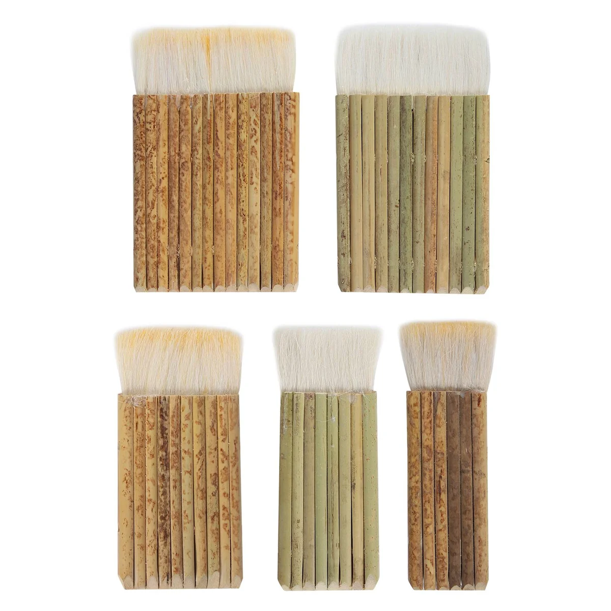

5 Size Hake Blender Brush, Bamboo Handle Brushes Wide Wool Brushes Watercolor Brushes for Kiln Wash, Dust Cleaning