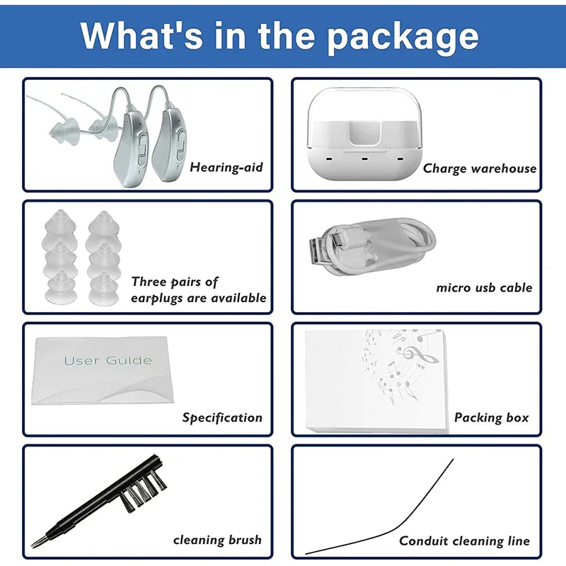 Hearing aid rechargeable hearing aid invisible amplifier 10 channel BTE charging arret noise reduction function