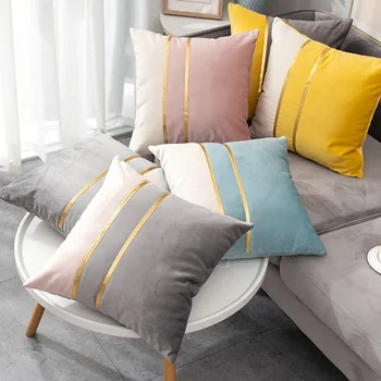 Nordic Velvet Color Block Pillowcase 1