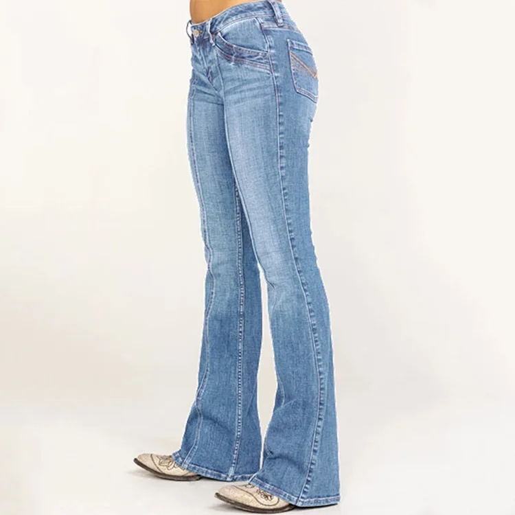 

Fashion Stretch Blue Jeans 2023 Women's Pants Slim Fit Pocket Design Daily Skinny Flared Long Jeans Y2K Vintage Streetwear