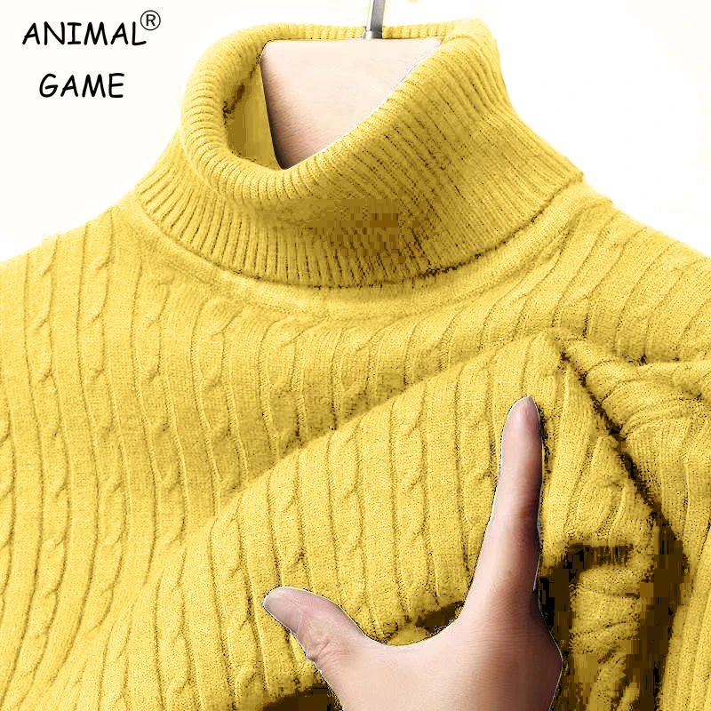 Animal Game Autumn Women's Turtleneck Sweater Warm Knitted Pullover Sweatesr Jacquard Ribbed Casual Long Outdoor Streetwear