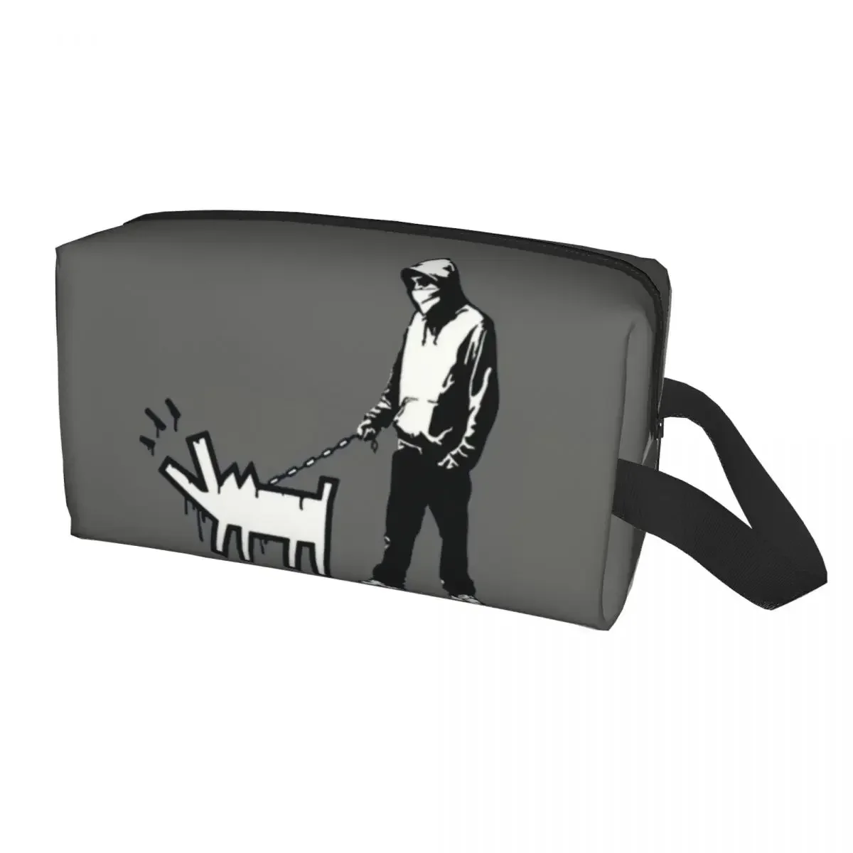 

Косметичка для женщин Banksy Thug с лаяющей собакой, Несессер для туалетных принадлежностей для женщин, уличное искусство, граффити, органайзер для косметики, Дамский бокс для хранения