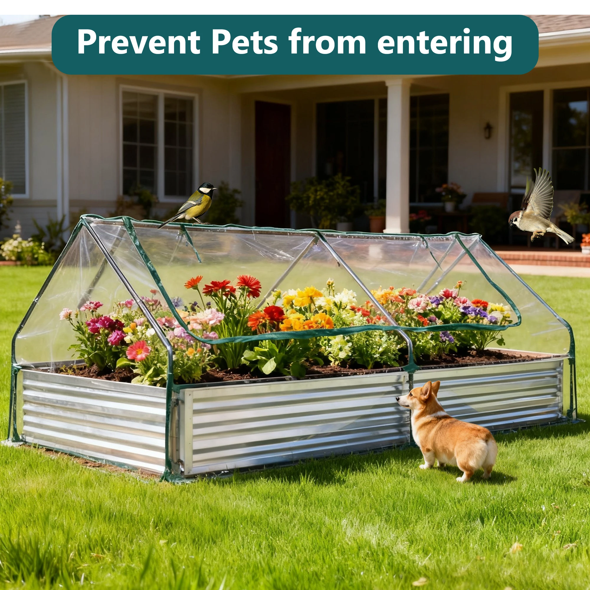 Raised metal garden bed setup
