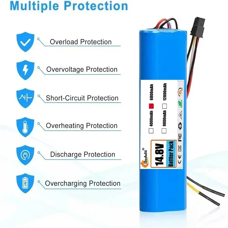 14.4V 12800mAh Battery Pack 100% New for For CECOTEC CONGA 3090 3091 3092 1690 1890 2090 2290 Robot Vacuum Cleaner Accessories