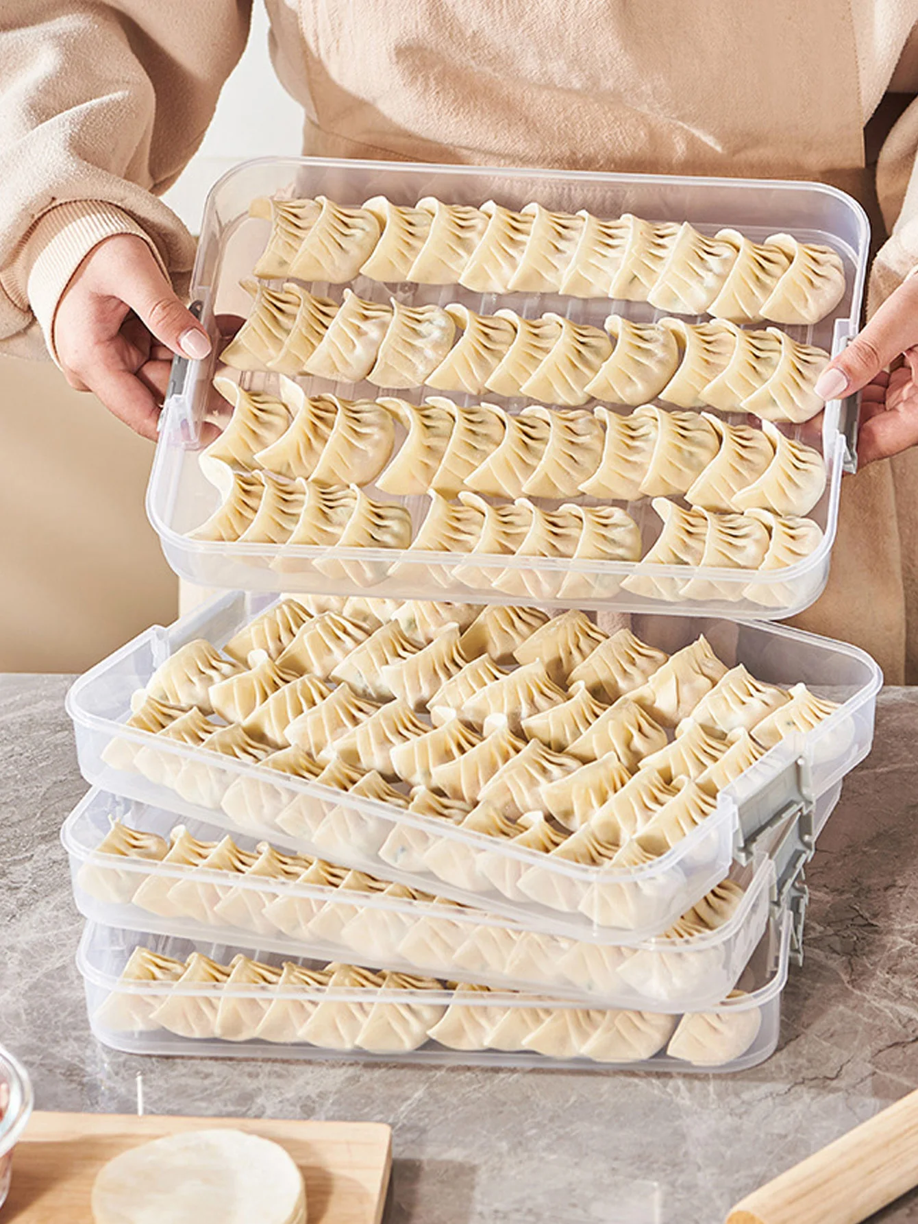 1PC Multi-Layer Dumpling Organizer Large Capacity Airtight & Quick-Freeze Container for Wonton & Food Storage Kitchen Essentials 2