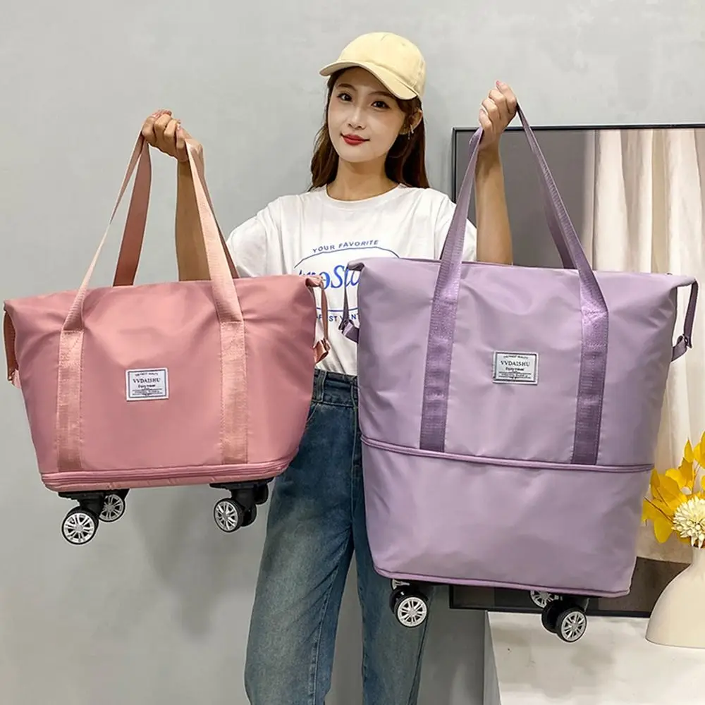 Expandable Rolling Duffle Bag with Wheels Foldable Multiple Pocket Rolling Luggage Bag with Wheels