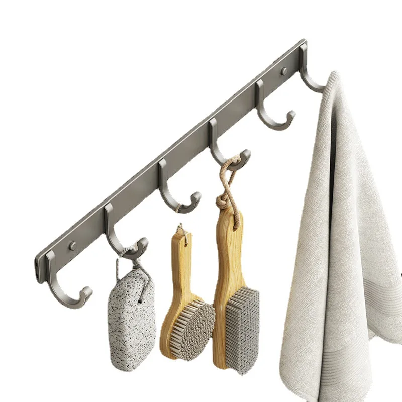 Space aluminum single row hook, no drilling, simple coat hook, door rear wall horizontal hook
