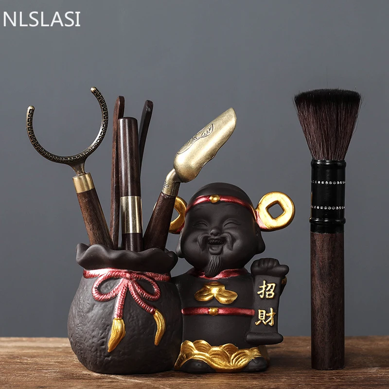 

Six Gentlemen Six-piece Suit Solid Wood Purple Clay Tea Set Combination Household Multifunction Tea Ceremony Accessories