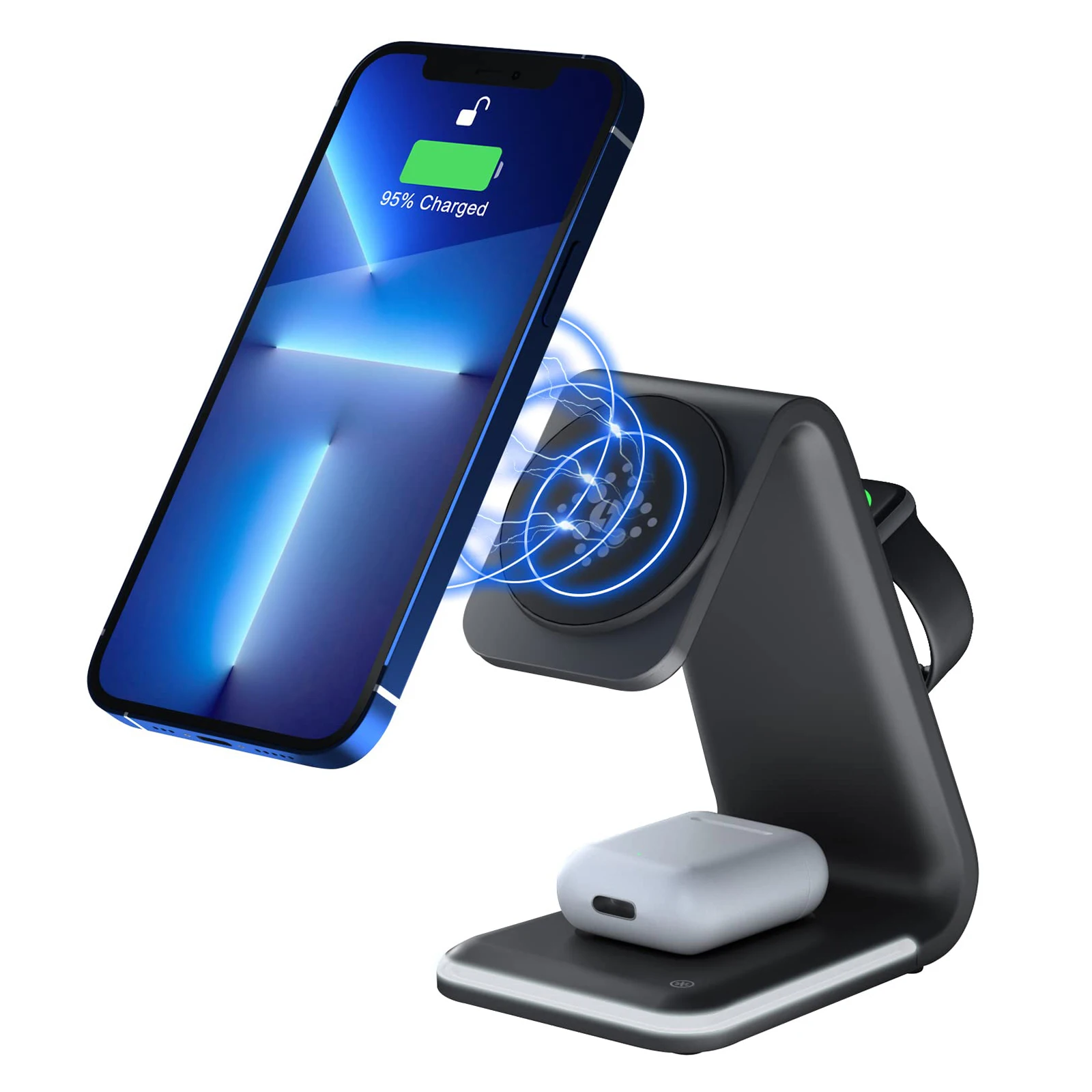 15W 3 in 1 Magnetic Wireless Charger Stand For Apple Watch 7 6 5 4 3 2 Fast  Charging Station for iPhone 13 12 AirPods 3 2 Pro - AliExpress