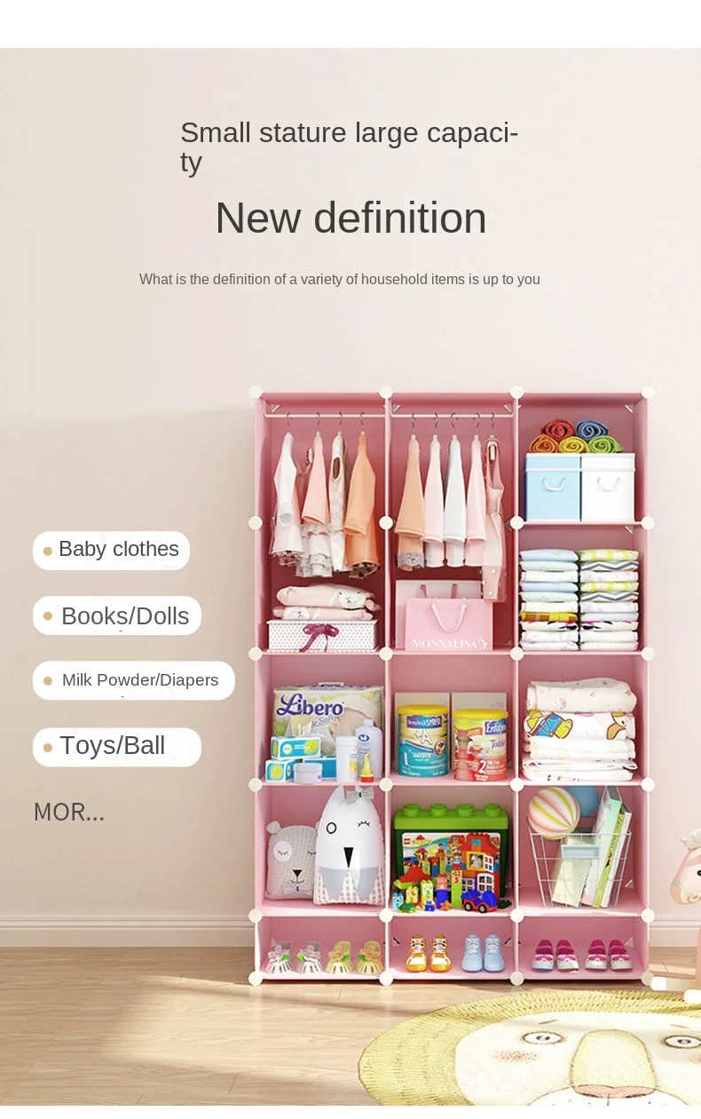 Children Wardrobe Clothes Folding Cabinets Simplicity Durable