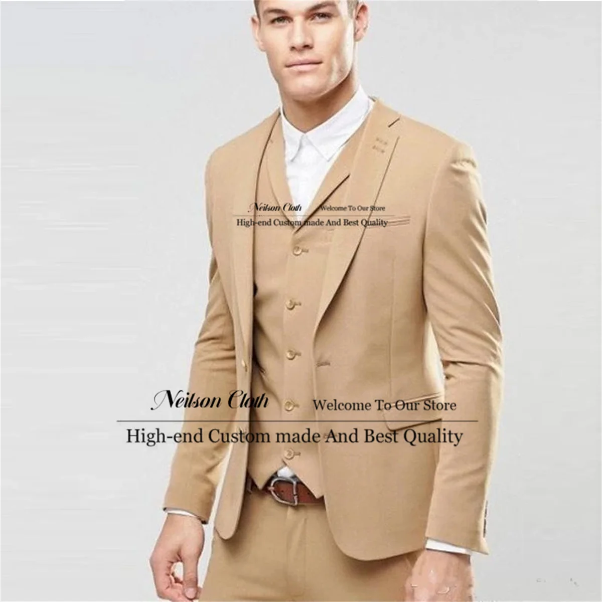 

New Formal Men Suits Notched Lapel Groom Wedding Tuxedos 3 Pieces Sets Male Prom Blazers Groomsmen Slim Fit Terno Masculino