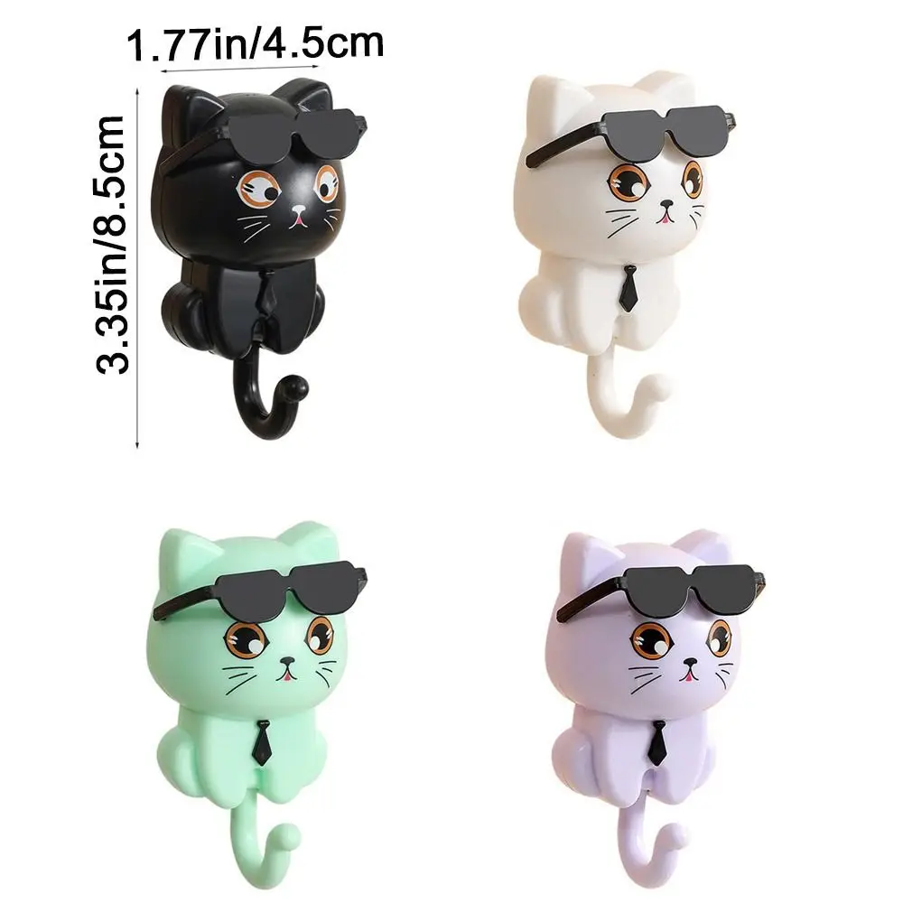 Cute Plastic Cartoon Cat Hooks Decorative Waterproof Key Hangers Wall Hanging Sunglasses Cat Hooks Kitchen 6