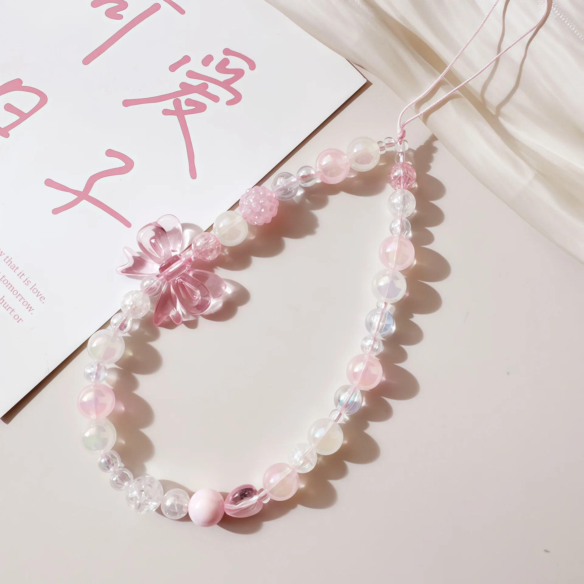 Pink Beaded Versatile Phone and Camera Strap