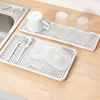 Drain Tray Household Living Room Hollow Out Rectangular Water Cup Plate Kitchen Sink Double Layer Drying Dish Rack Tableware 5