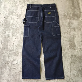 13.5oz Original Color Washed Denim Workwear Jeans Multi Pockets Logging Heavyweight American Retro Outdoor Loose Straight Pants 1