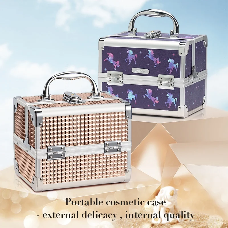 Make Up Case Draagbare Lock Alloy Eenhoorn Cosmetische Sieraden Nail