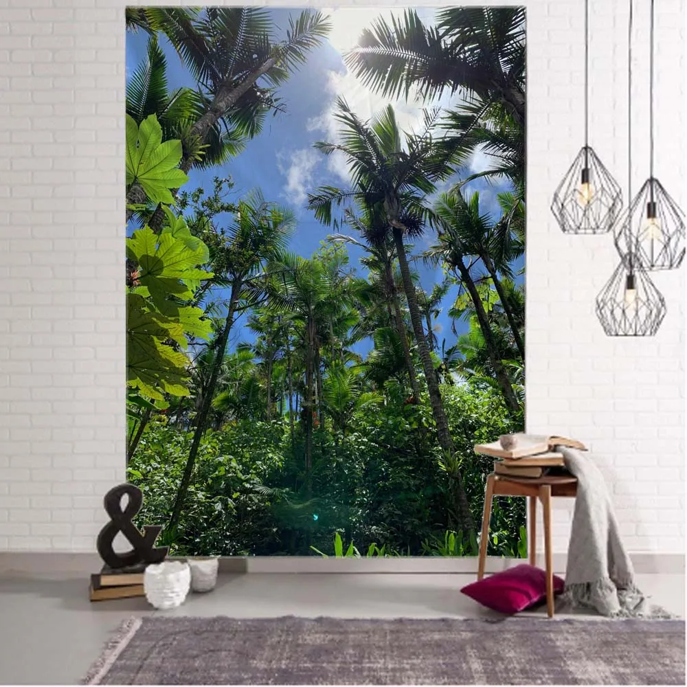 Tenture Murale Palmier Tropical 230x180 Cm | Décoration Chambre, Salon, Fond Photo, Tissu Polyester, Lavable