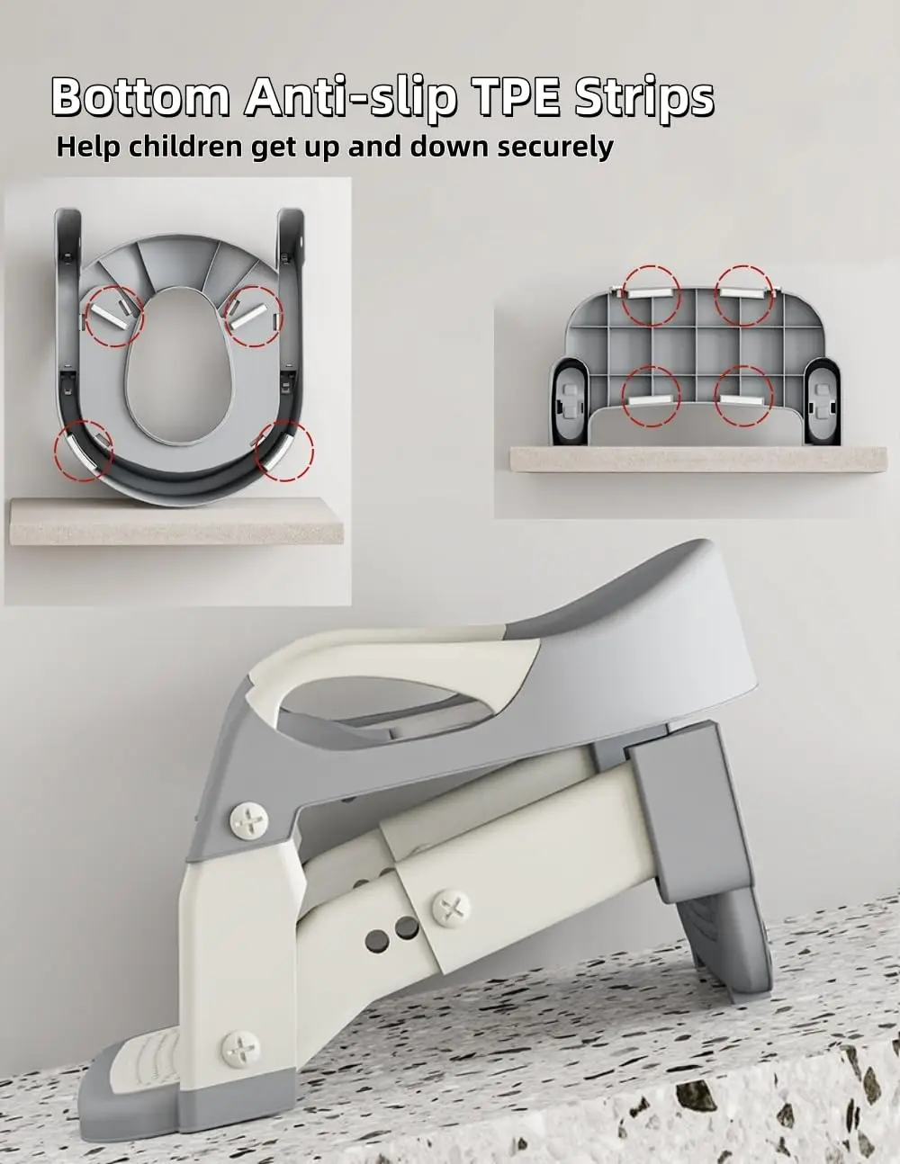 3-in-1 Kids Potty Training Seat with Steps, Foldable Toddler Toilet Ladder and Standing Potty Mode