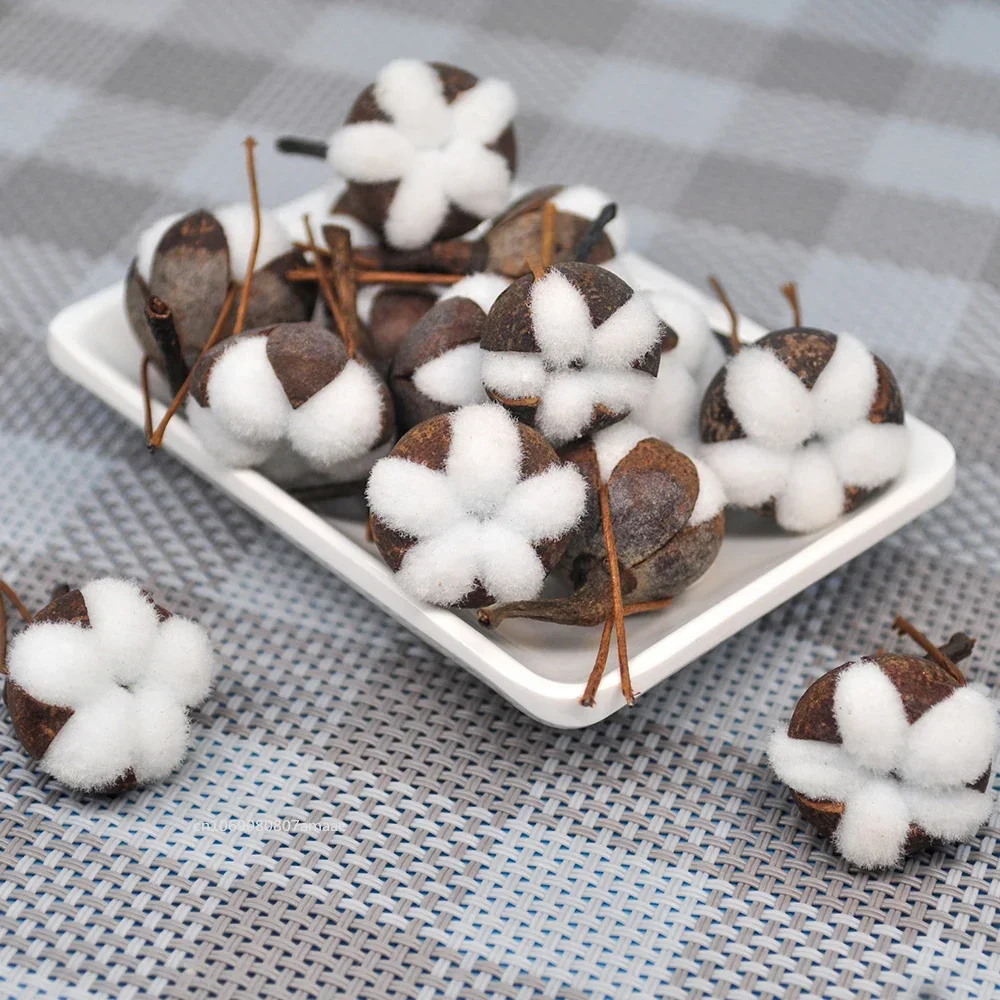 10/20pcs Artificial Kapok Natural Dried Flowers Simulation Cotton Wedding Room Easter Decor Supplies DIY Wreath Bouquet Gift Box