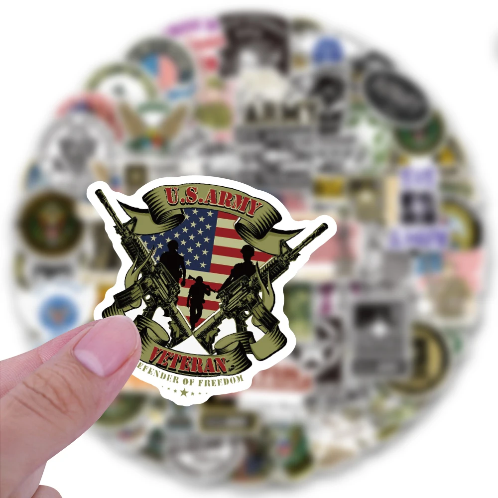 100 Adesivi Impermeabili Fai-da-Te per Cellulari con Tema Esercito Americano - immagine 2
