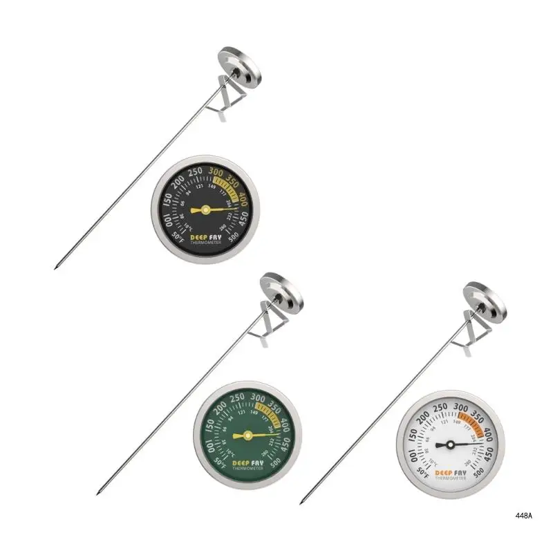 

Kitchen Thermometer with Clip & Probe Dial Type Stainless Deep Fry Oil Temperature Gauge for Cooking Candy Making