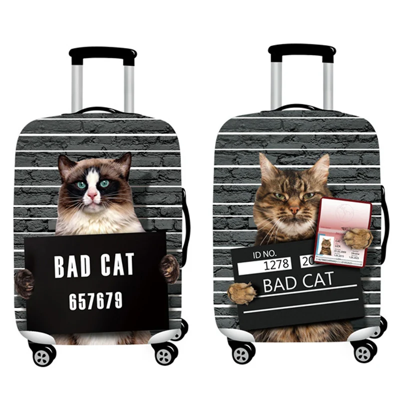 Suitcase Elastic Case Cover 3D Cat Luggage Protection Covers 18-32Inch Baggage Trolley Trunk Dustproof Cover Travel Accessories
