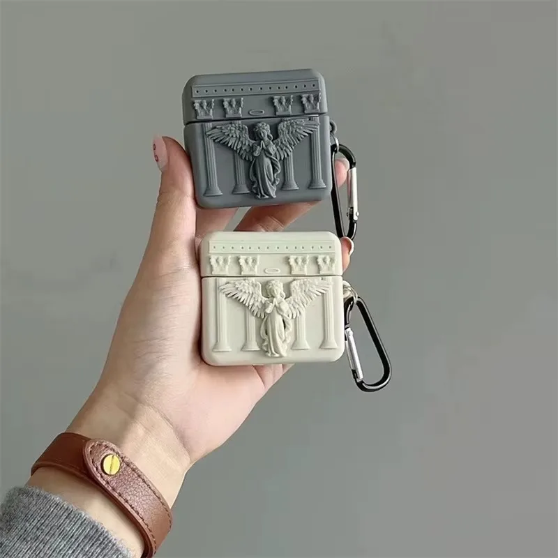 3D God Angel Silicone Earphone Case with Pendant Cover - Protective Headphone Box