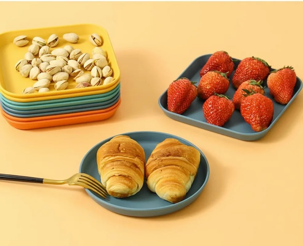 Dessert Plate Pure Plastic Square Snack Straw Bowl Sauce Seasoning Dish Degradable Eco-Friendly Tableware Home Table GarbageDish