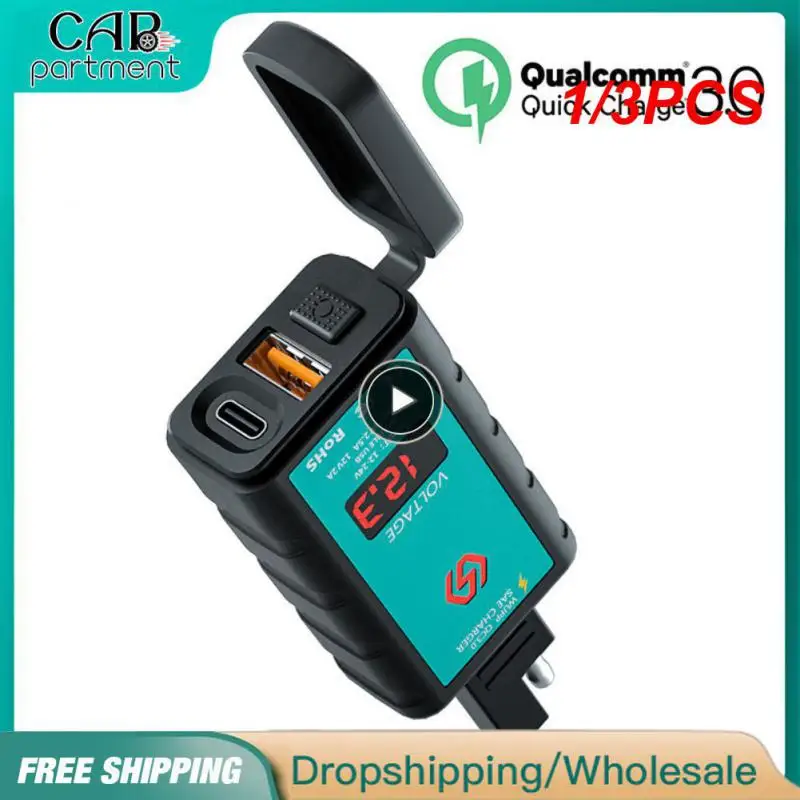 

1/3 шт. 12 В USB зарядное устройство для мотоцикла, быстрое зарядное устройство, водонепроницаемый переключатель с вольтметром, быстрое зарядное устройство с разъемом USB Type-C, аксессуары для мотоциклов