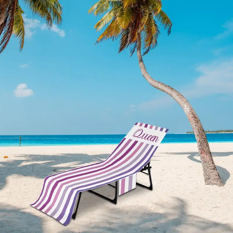 

Lounge Chair Cover with Side Pockets Striped Pool Lounge Towel Microfiber Pool Chair Soft and Quick Dry with enhanced comfort