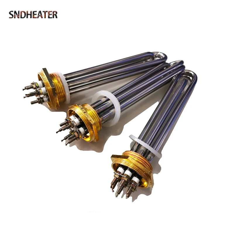 SNDHEATER DN32 DN40 Water Boiling Duct Instant Heating Element 1.5Inch Thread 110v 220v 380v Tubuar Cooper Flang Water Heater