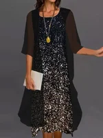 Fashion Women Chiffon Summer Sleeveless O-Neck Print Loose Party Dresses +Cardigan Shawl Elegant Casual Lady Two Piece Set Dress - Image 4