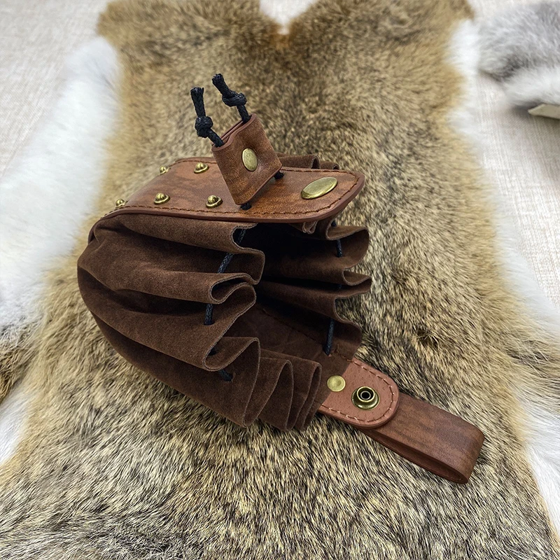 Medieval Vintage Waist Bag Hanging Belt Coin Purse Faux Leather Cosplay Medieval Pocket Money Bag