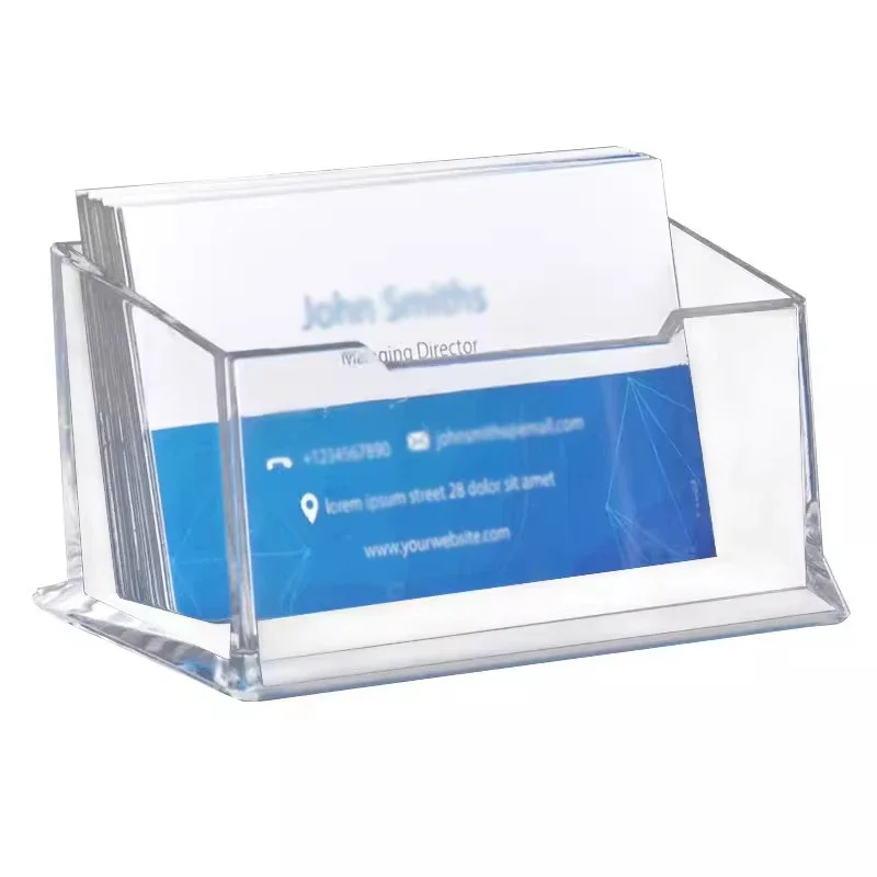 Acrylic Business Card Holder Clear Name Cards Organizer Office Desk Display Stand Transparent Business Card Shelf Storage Boxes 3pcs business cards holder transparent cards organizer clear cards stand acrylic business cards holder