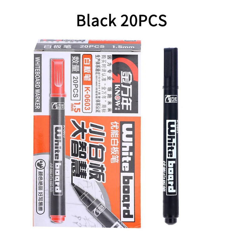 Premium Fine Point Black Dry Erase Markers - Low Odor for School, Office, and Home