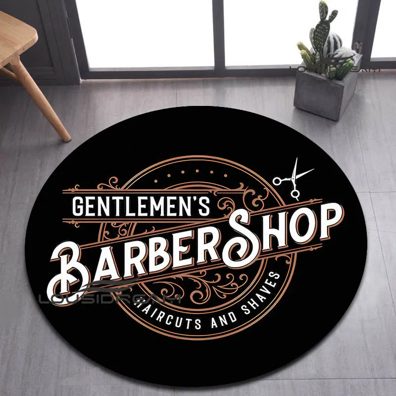 

Vintage BARBERSHOP Icon Printing Round Carpet Living Room Sofa Big Carpet Memory Foam Bedroom Children's Carpet Yoga Mat
